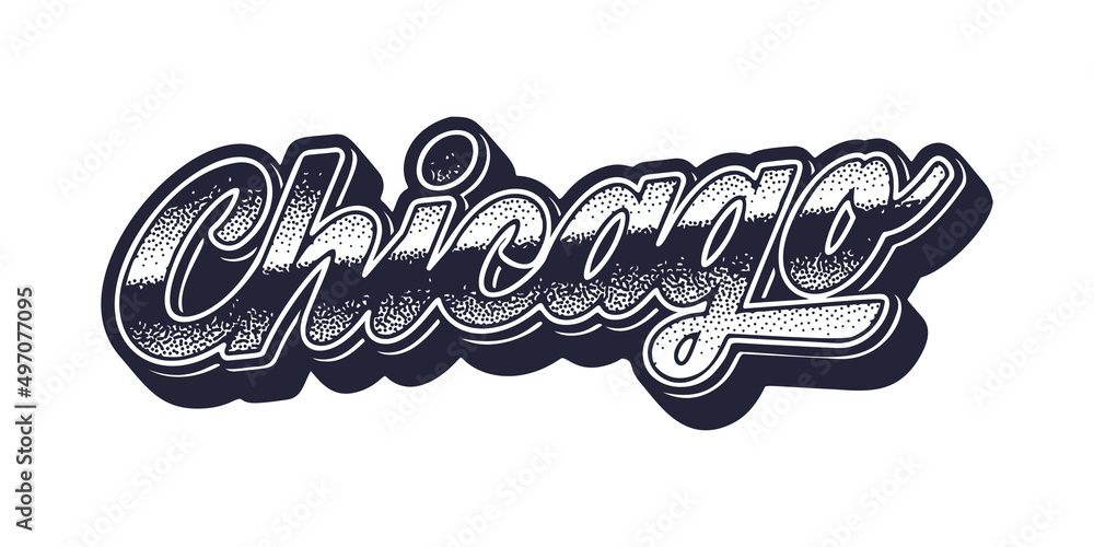 Obraz premium Chicago city name in retro three-dimensional graphic style