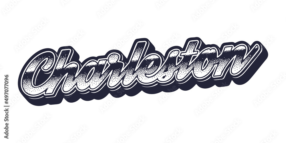 Fototapeta premium Charleston city name in retro three-dimensional graphic style