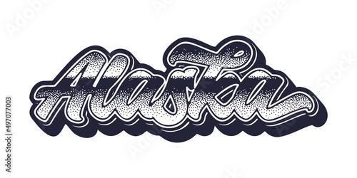 Alaska state name in retro three-dimensional graphic style