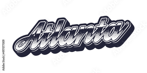 Atlanta city name in retro three-dimensional graphic style