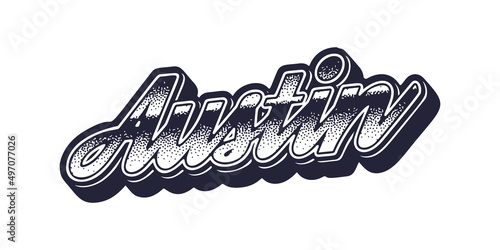 Austin city name in retro three-dimensional graphic style