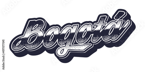 Bogotá city name in retro three-dimensional graphic style