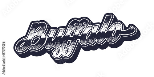 Buffalo city name in retro three-dimensional graphic style