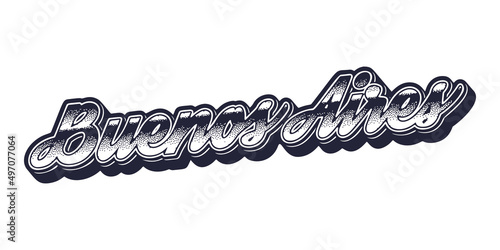 Buenos Aires city name in retro three-dimensional graphic style
