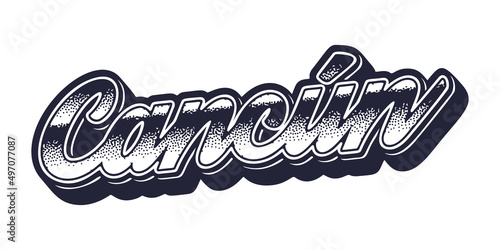 Cancún city name in retro three-dimensional graphic style