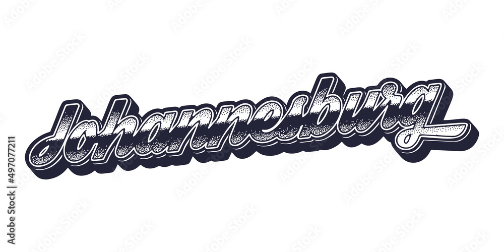 Fototapeta premium Johannesburg city name in retro three-dimensional graphic style
