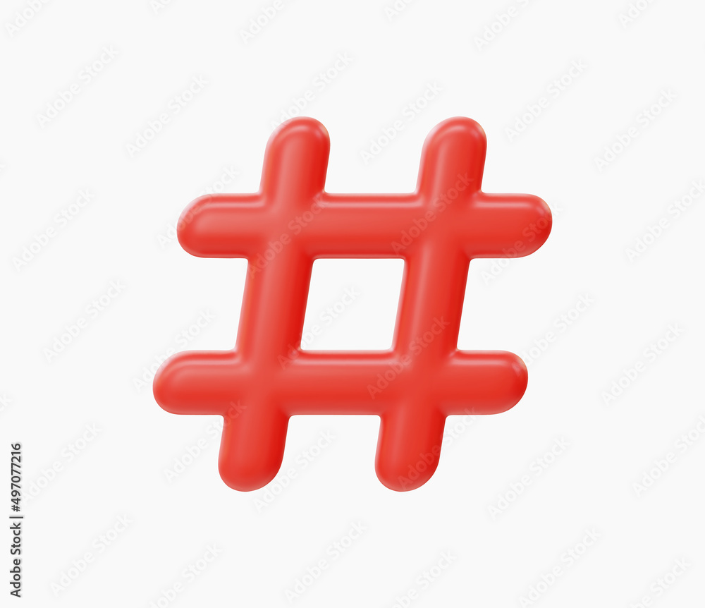 Obraz premium 3d Realistic Hashtag symbol vector illustration.