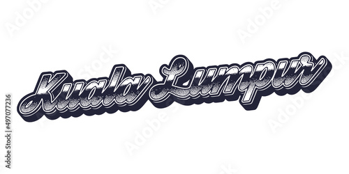 Photography Kuala Lumpur city name in retro three-dimensional graphic style