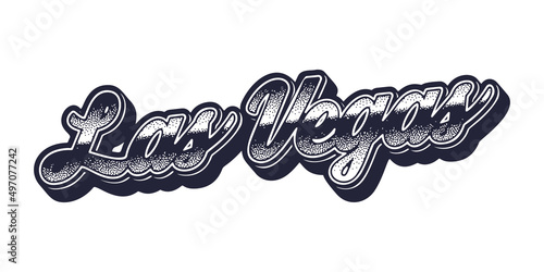 Las Vegas city name in retro three-dimensional graphic style