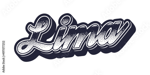 Lima city name in retro three-dimensional graphic style