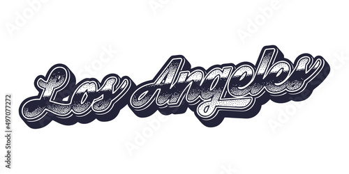 Los Angeles city name in retro three-dimensional graphic style