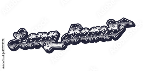 Long Beach city name in retro three-dimensional graphic style