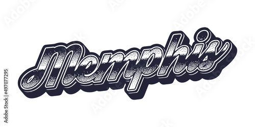 Memphis city name in retro three-dimensional graphic style