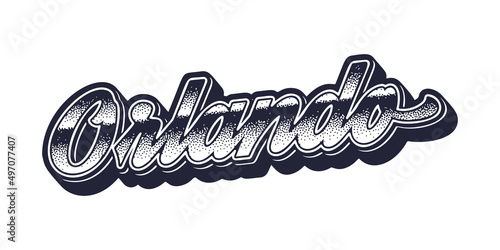 Orlando city name in retro three-dimensional graphic style