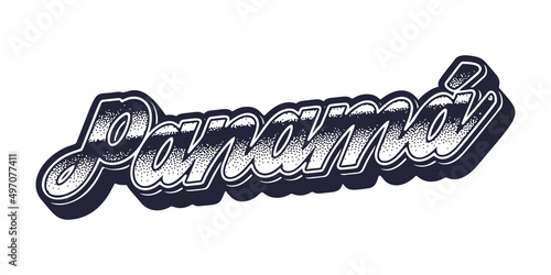Panamá city name in retro three-dimensional graphic style