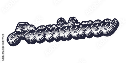 Providence city name in retro three-dimensional graphic style