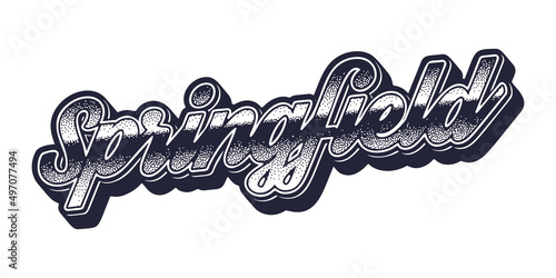 Springfield city name in retro three-dimensional graphic style
