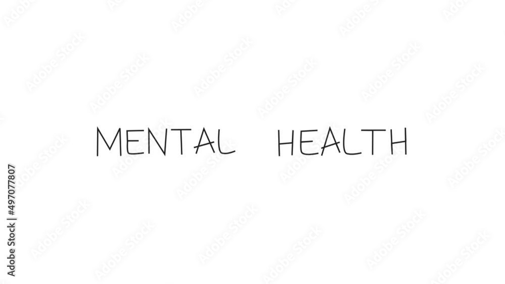 Self Drawing animation A thin black line writes the words Mental health and draws a green ribbon symbol on a white background Self Drawing animation A thin black line writes the words Mental health and draws a green ribbon symbol on a white background