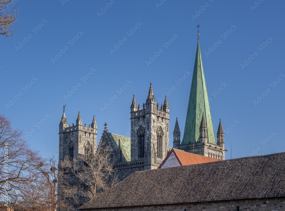 Fototapeta premium Nidaros Cathedral (Nidarosdomen), Trondheim, Trøndelag, Norway