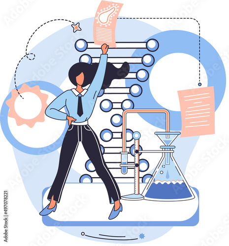 Medical research. Laboratory diagnostic services, Scientist works with equipment and microscope. Virologist in chemistry clinic laboratories, microbiology pharmaceutical research. Vaccine discovery