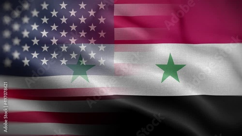 USA Syria Flag Loop Background 4K