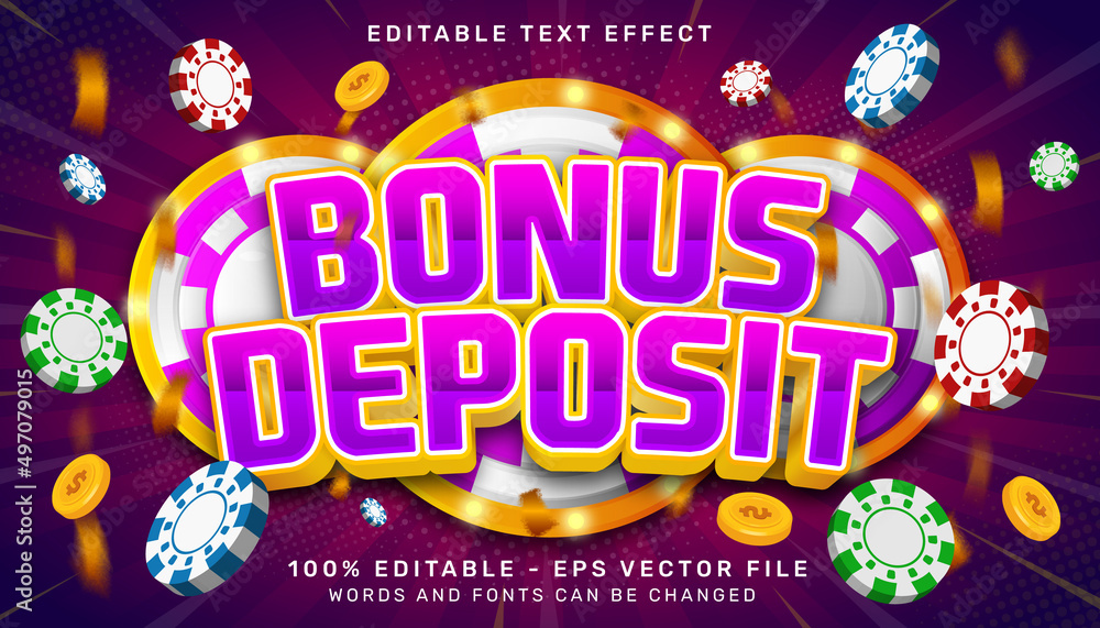 bonus deposit 3d text effect and editable text effect