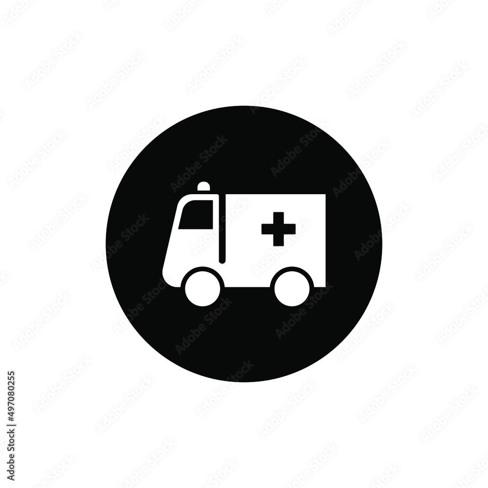 Ambulance icon circle black color editable. Hospital icon. Ambulance icon circle black color editable. Hospital icon.