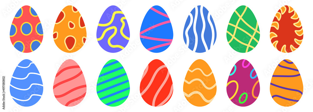 Easter egg collection. Painted vector flat design set of easter egg. Vector illustration Easter egg collection. Painted vector flat design set of easter egg. Vector illustration