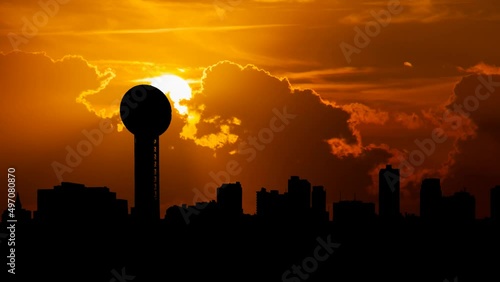Knoxville Tennessee Usa Skyline Silhouette At Sunset Time Lapse with Red Sky and Fiery Sun photo