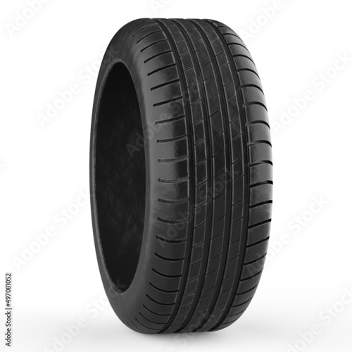Car tire on white background, 3d rendering 
