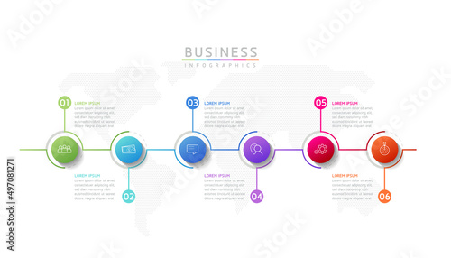 Vector illustration, infographics design, template, marketing, information, with 6 options or steps