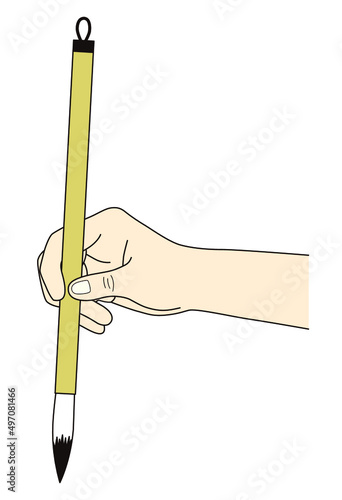 太筆の正しい持ち方（一本がけ）