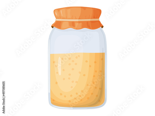 Sourdough. Dough for bread in a jar for home baking.
