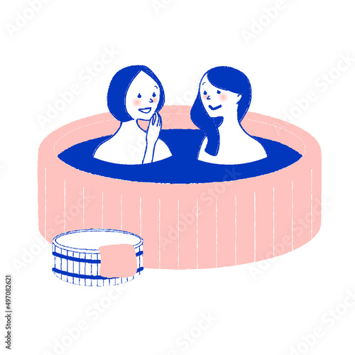 温泉に入浴する女性たち
