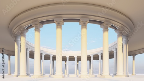 Fotografia Classic semicircular interior with columns 3d render