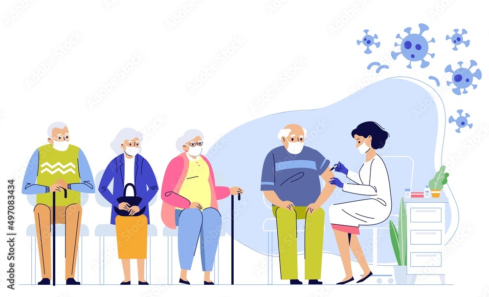 Old people vaccination concept for immunity health. Covid-19.