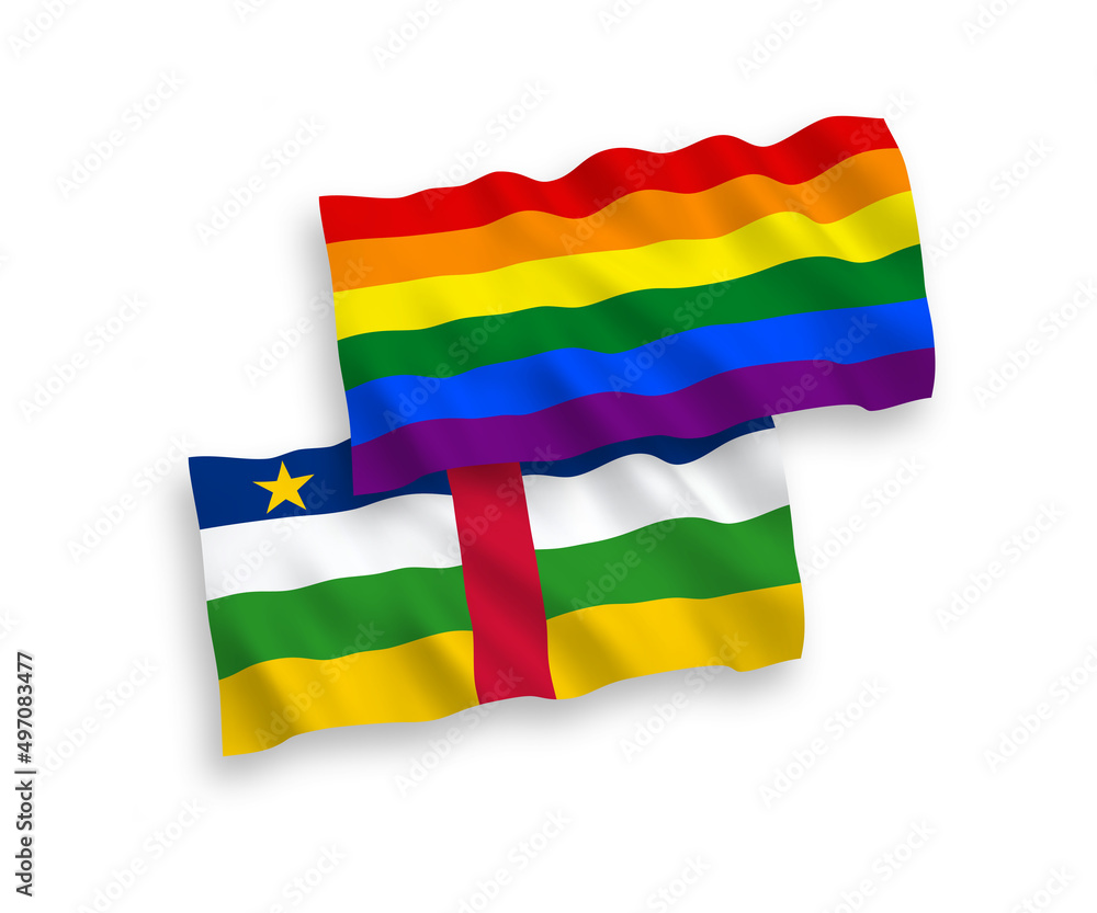 Obraz premium Flags of Central African Republic and Rainbow gay pride on a white background