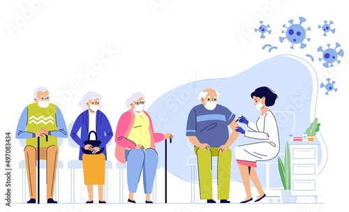 Old people vaccination concept for immunity health. Covid-19.