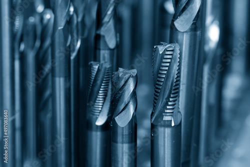 Konstfotografi The rough cutter used solid carbide endmill tools for CNC milling machine