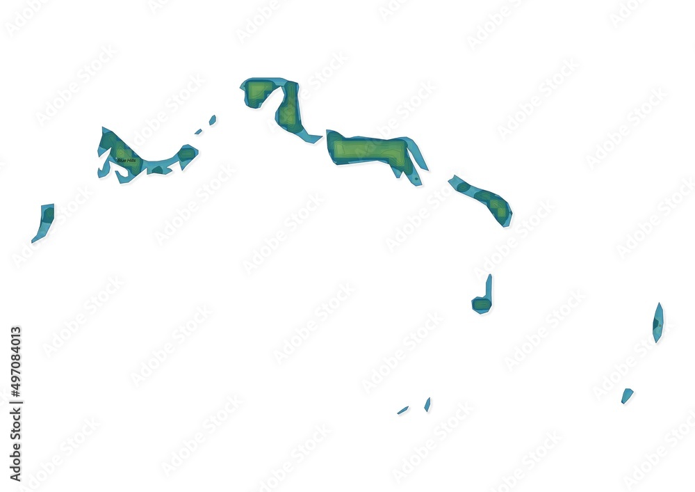 Isolated map of Turks and Caicos Islands with capital, national borders, important cities, rivers,lakes. Detailed map of Turks and Caicos Islands suitable for large size prints and digital editing.