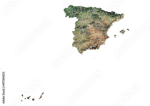 Isolated map of Spain with capital  national borders  important cities  rivers lakes. Detailed map of Spain suitable for large size prints and digital editing.