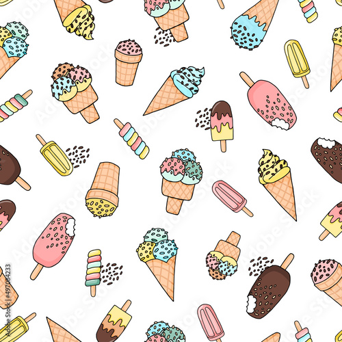 Seamless summer ice cream color pattern