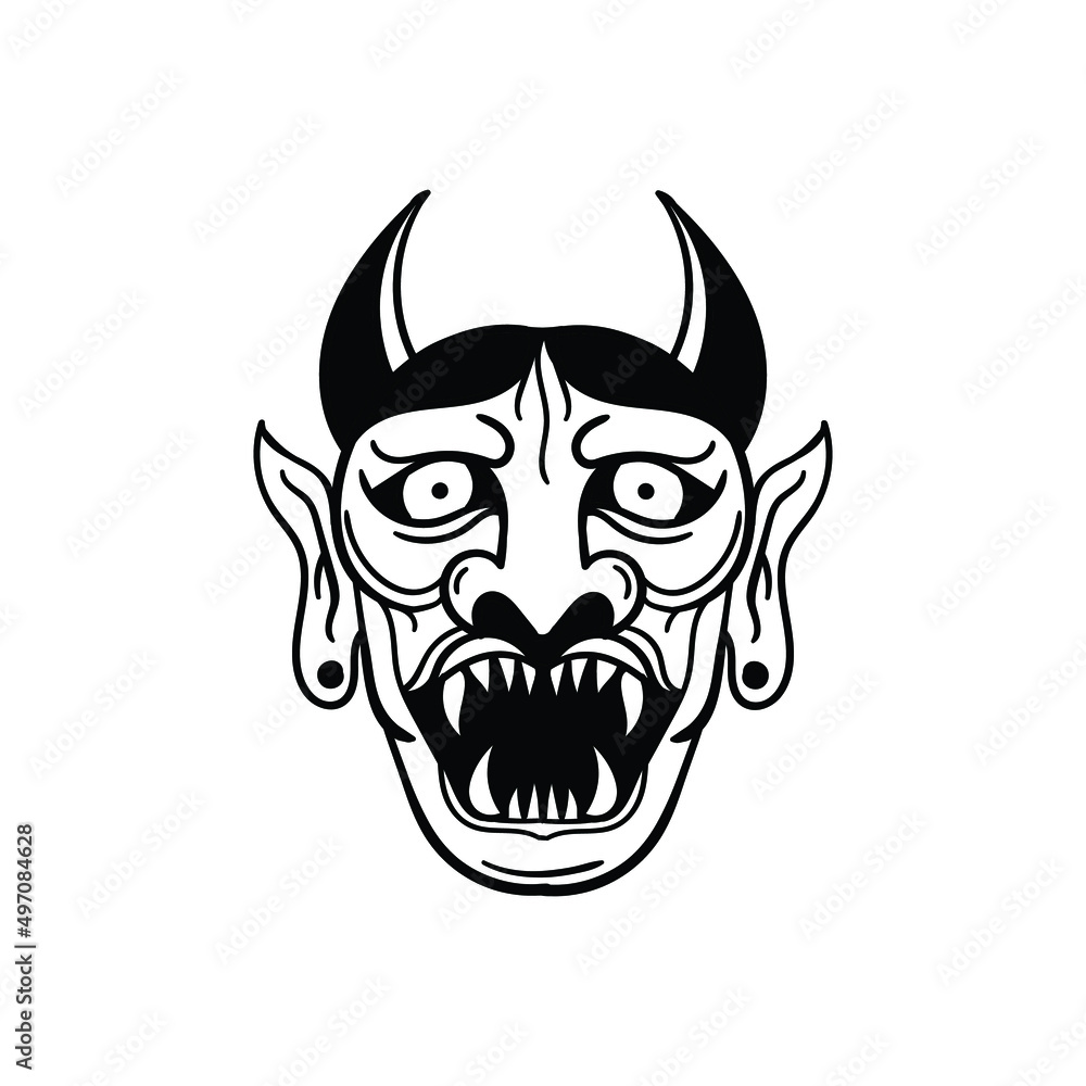 Fototapeta premium hand drawn devil face doodle illustration for tattoo stickers poster etc