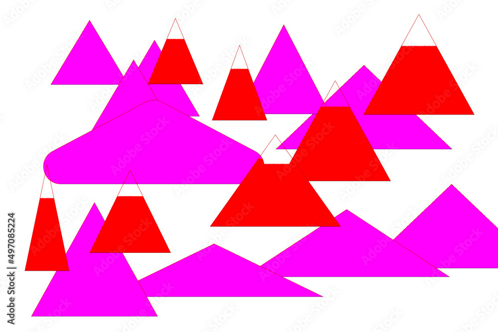 triangles on a white background. red and pink. triangles on a white background. red and pink.