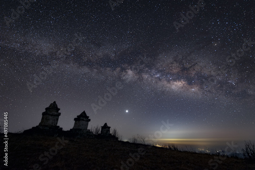 Beautiful Milky Way rising in middle of Sandakpu  Nepal
