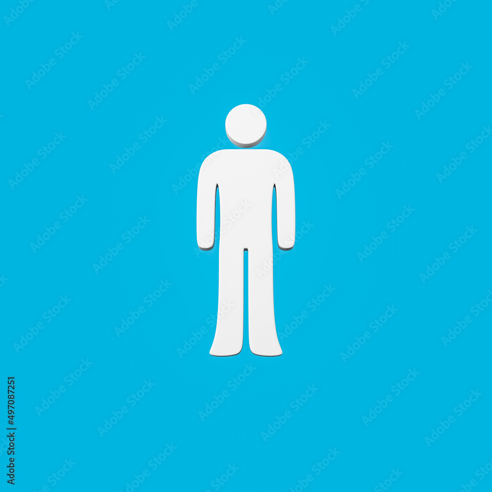 Man Symbol Shape on Blue Background Man Symbol Shape on Blue Background