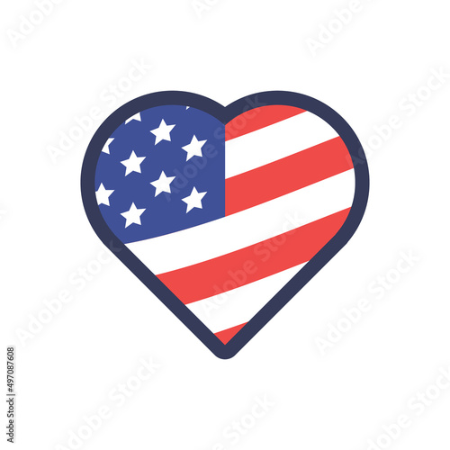 Free Download United states of America flag in shape heart. American patriot. USA love. Independence day. - GFXLoad