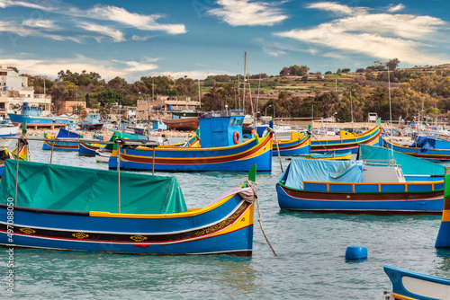 Wallpaper Mural Marsaxlokk harbor with multicoloured boats Malta Torontodigital.ca