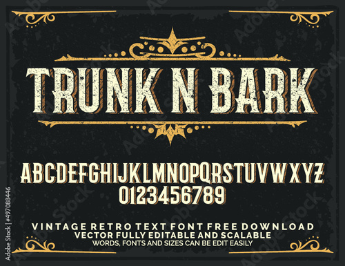 TRUNK N BARK FONT VINTAGE RETRO SERIF SCRIPT FONT TYPOGRAPHY LETTERING OUTDOOR ADVENTURE ALPHABET