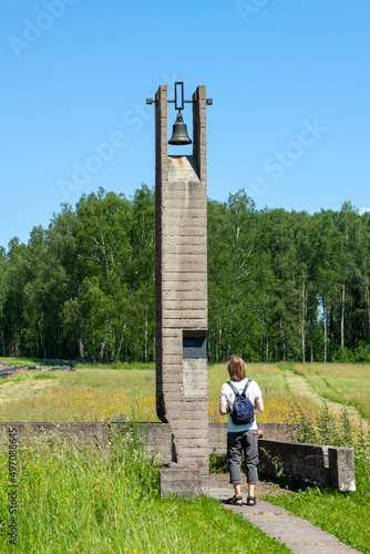 One young tourist visiting Khatyn park of memory second world war photo